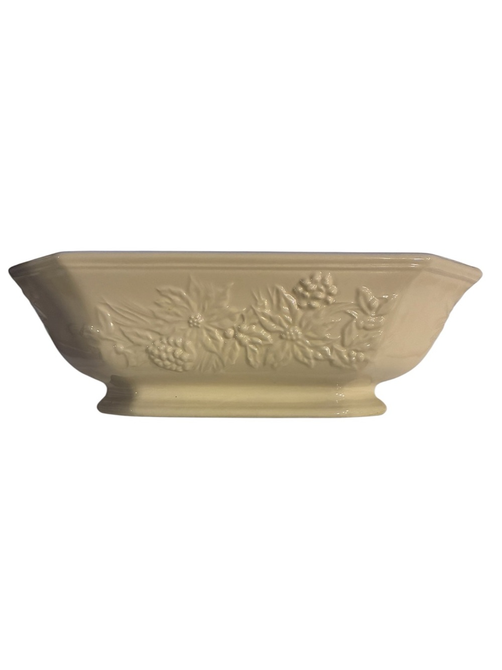 Vintage Longaberger Pottery “Nature’s Garland” Large Ceramic Serving Dish Cream